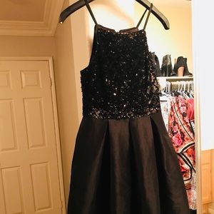 Fancy beautiful black dress satin & sequence